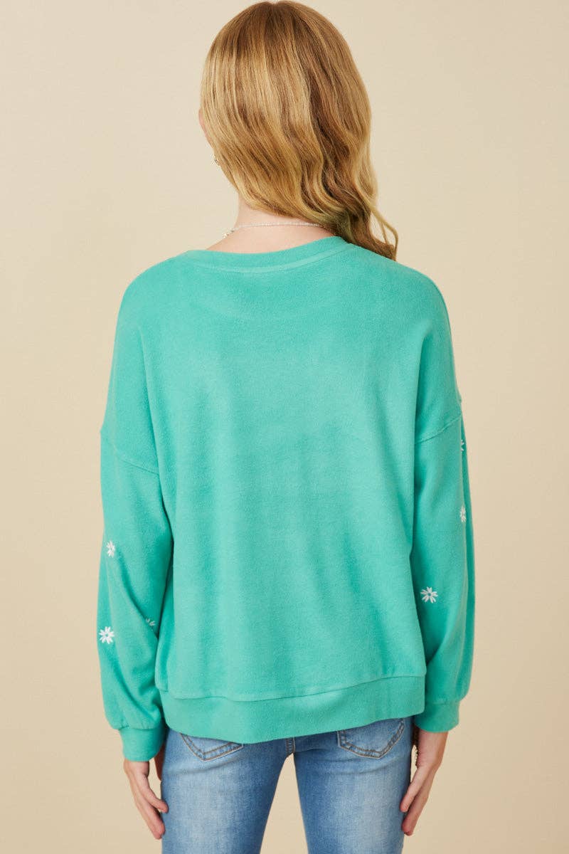 Hayden LA - Vente Sweat-shirt – enfant - Sweat-shirt texturé brossé à fleurs brodées pour filles4