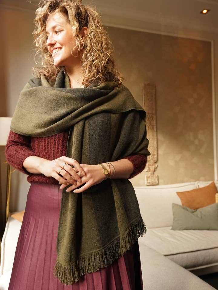 Capuccino Striped Shawl for wholesale by Bonita Republica