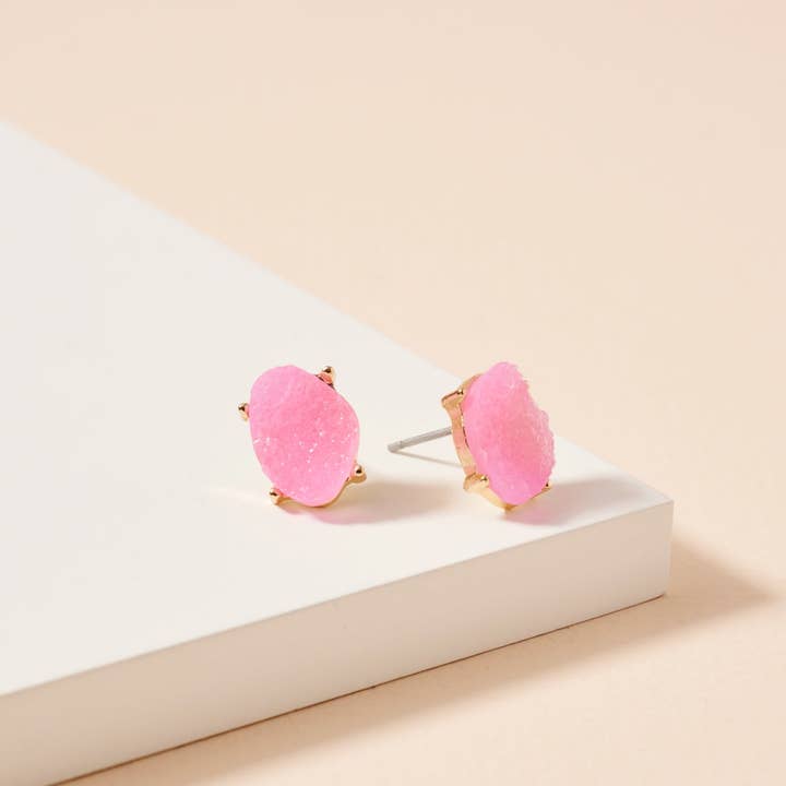 Frem - Wholesale Stud/Post Earrings - Organic Shaped Druzy Stone Stud Earrings9