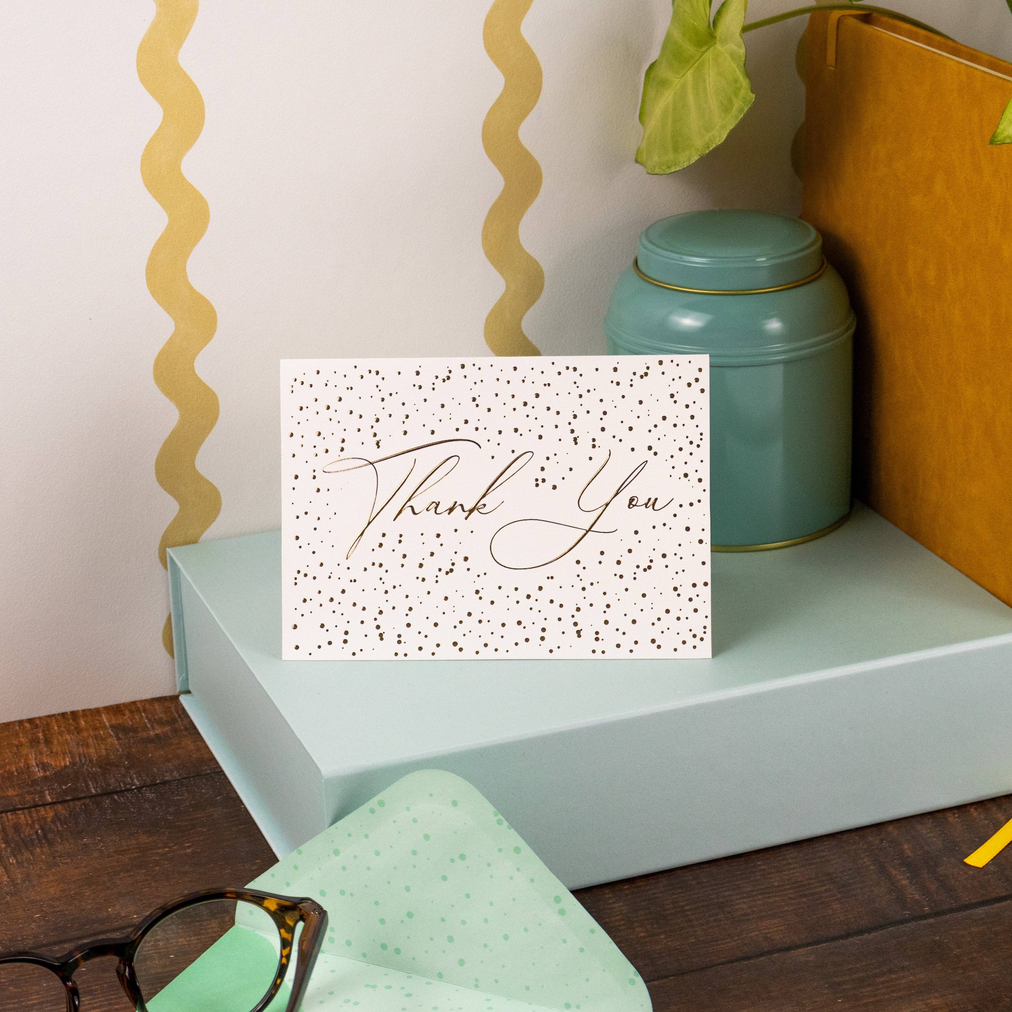 Robert Frederick Ltd – wholesale Stationery/notecard set – 12 Notecards and Envelopes in Gift Box - “Thank You” Spots Design5