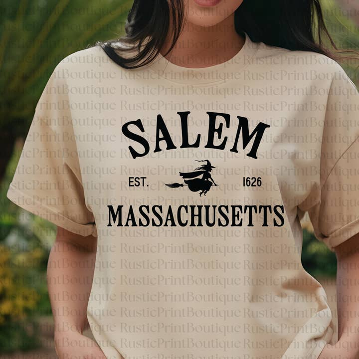 Halloween T-Shirt Unisex Graphic Tee Salem Witch Tee Mass for wholesale by RusticPrintStudio