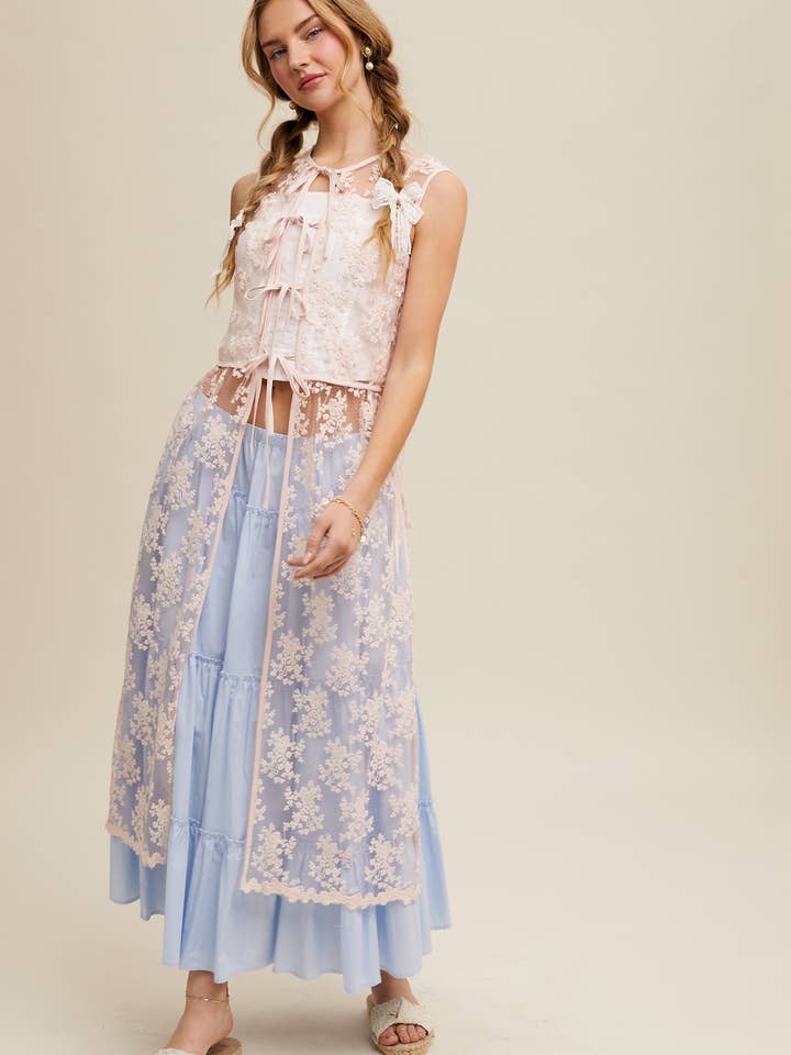 Ren Blomstret Broderet Blondevest for engroshandel hos Listicle