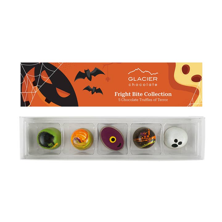 Fright Bite Collection 5 Piece Chocolate Truffles for wholesale by Glacier Chocolate