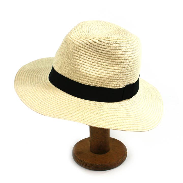Black Ginger - Wholesale Straw hat – women's - Panama Style Foldable Sun Hat in Bag - Medium (61cm)2