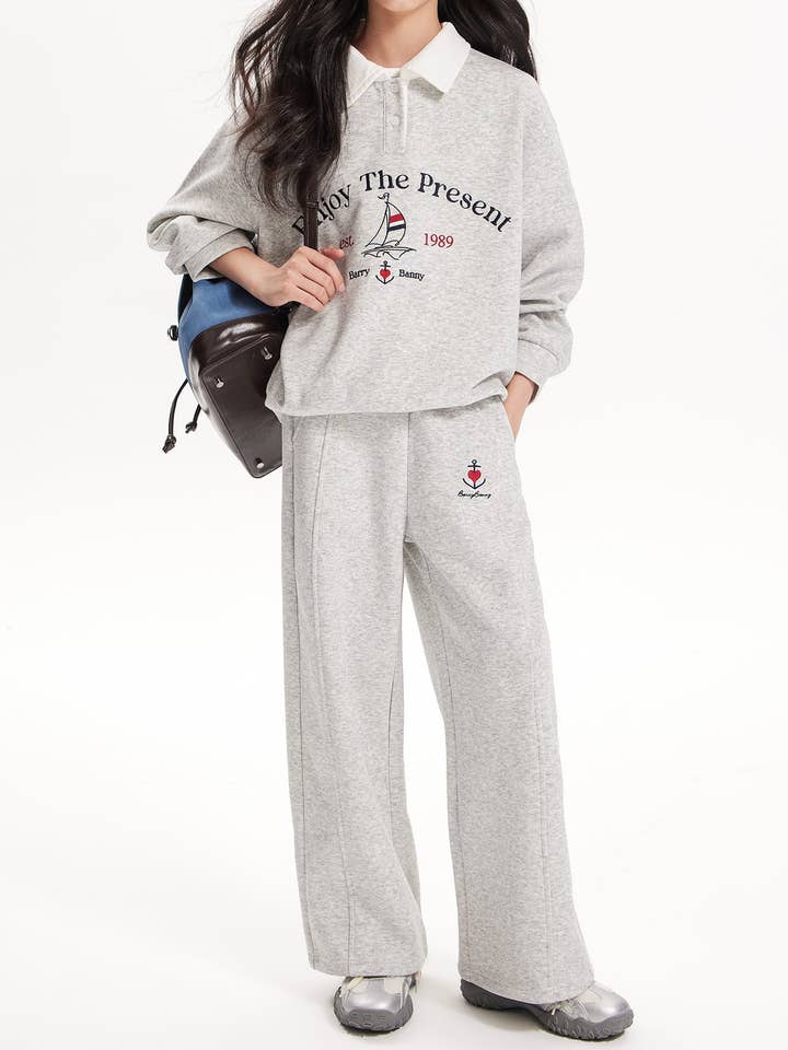 Meisjes Vintage Polo Sweatshirt & Wijde Pijp & Rok - Retro Stijl voor wholesale door Suhkasana