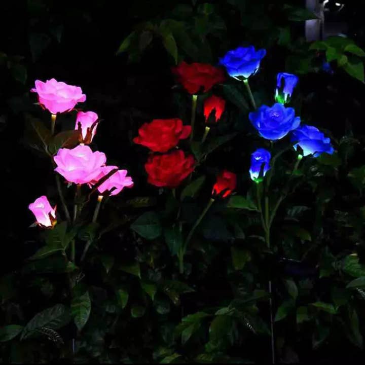 Solar LED Rose Flower Light (2 Pack) for wholesale by OutdoorSolarOutlet