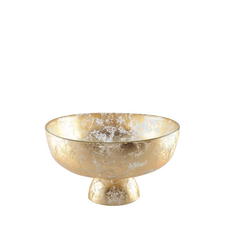 Gold pedestal bowl 27x27x9cm for wholesale by AULICA