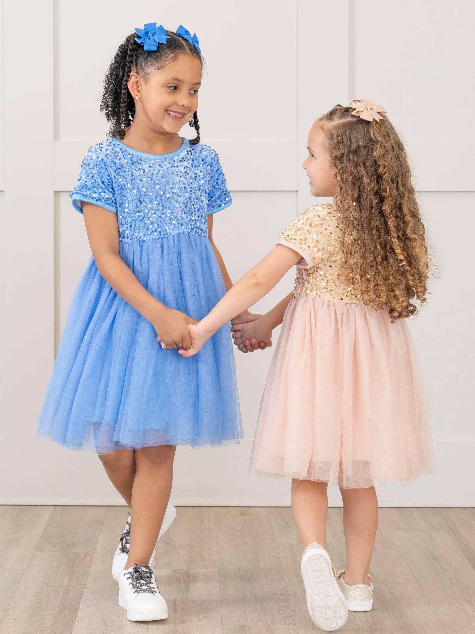 Marie Nicole Clothing - Wholesale Dress - Kids - Blue Sparkly Tulle Swing Dress3