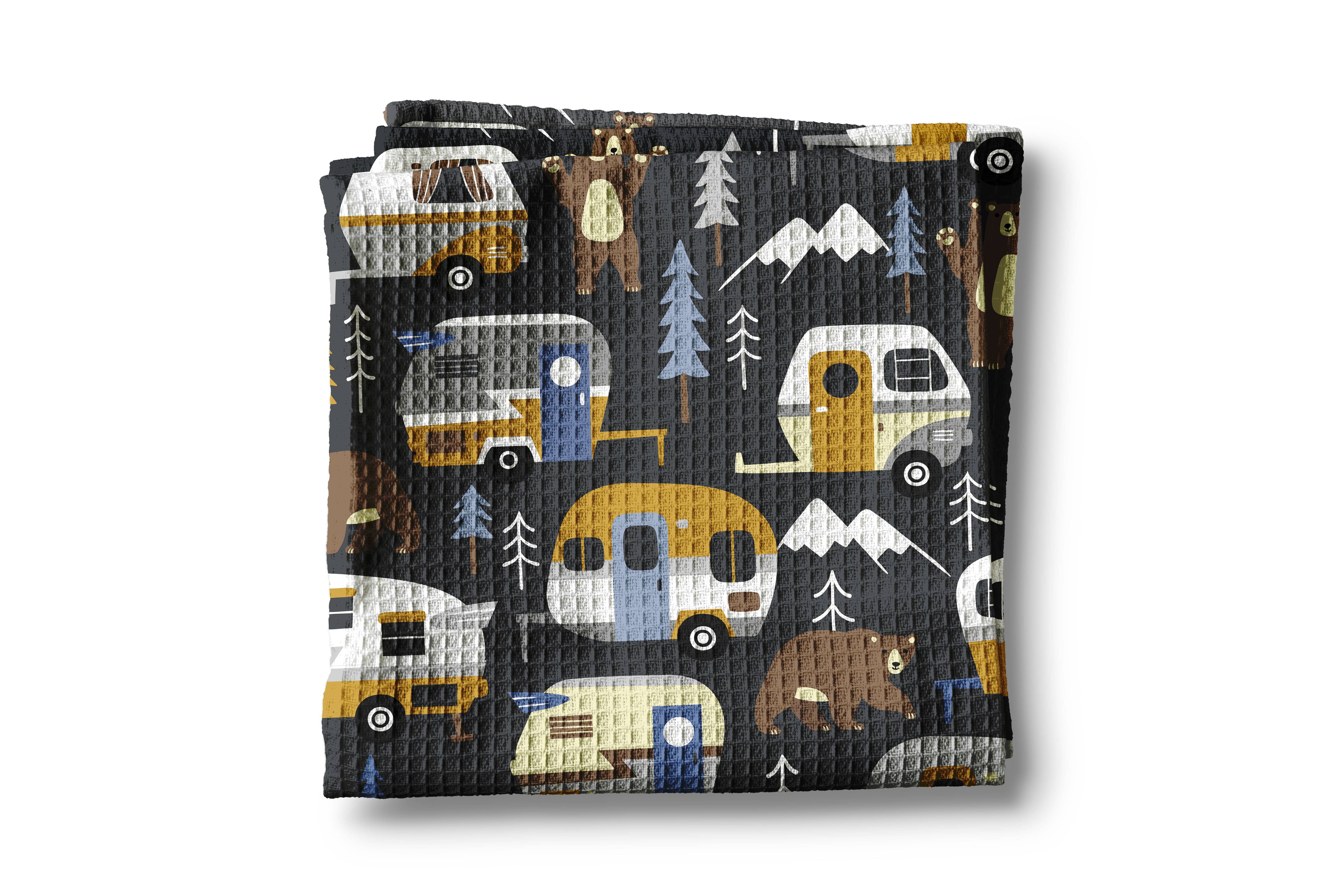 Canary Road - Wholesale Tea Towel - Camper RV Wilderness Camping Mountain Rustic Kitchen Towel