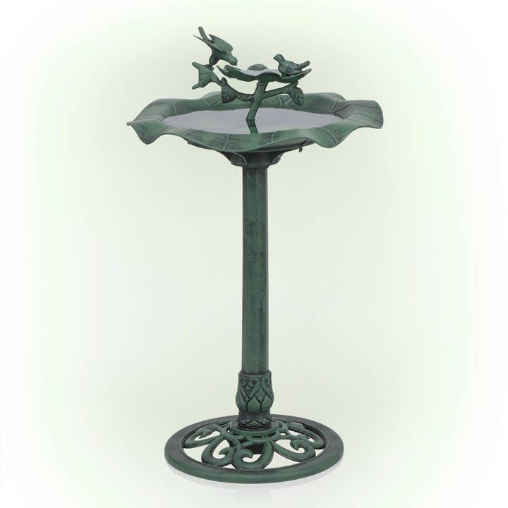 Alpine Corporation - Wholesale Bird Bath - Alpine Corporation Lotus Birdbath with Birds1