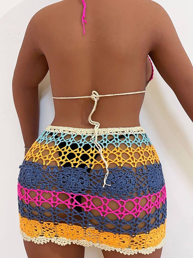 Blue Colorful Crochet Beach Bikini Set OYM029 for wholesale on Faire3