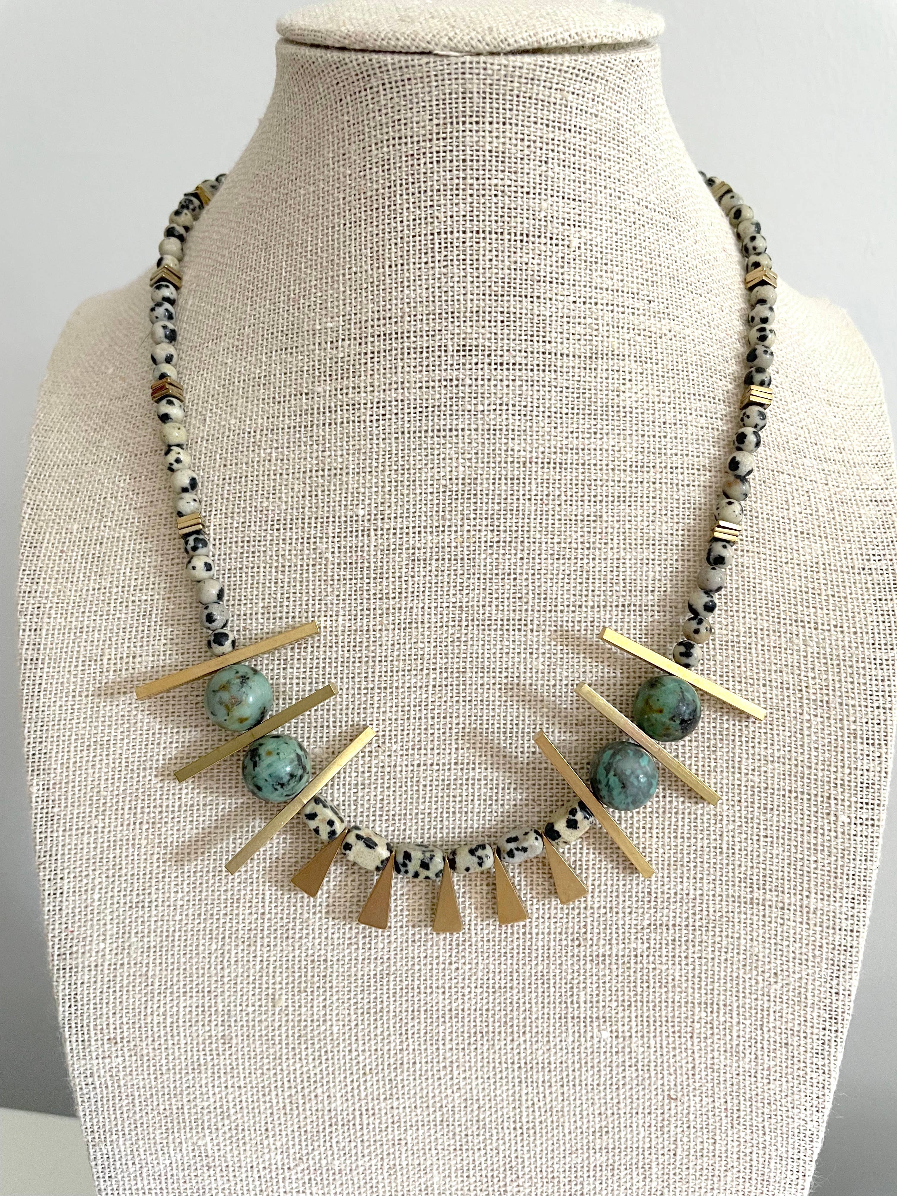 XTRA by Stacey - Wholesale Beaded/pearl necklace - The Anka Necklace - Dalmatian Jasper Gemstone Necklace7