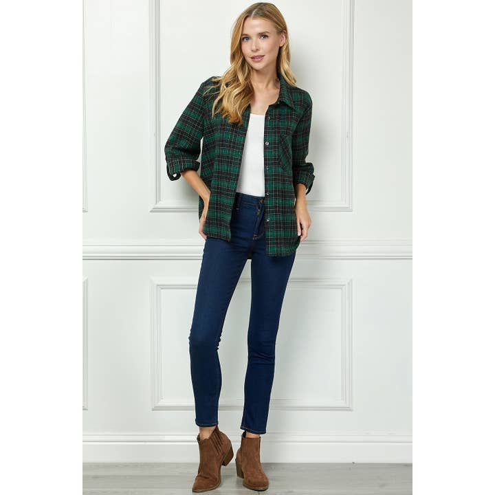 GRBKI PLAID FLANNEL ROLL SLEEVES COLLAR NECK SHIRTS for wholesale on Faire7