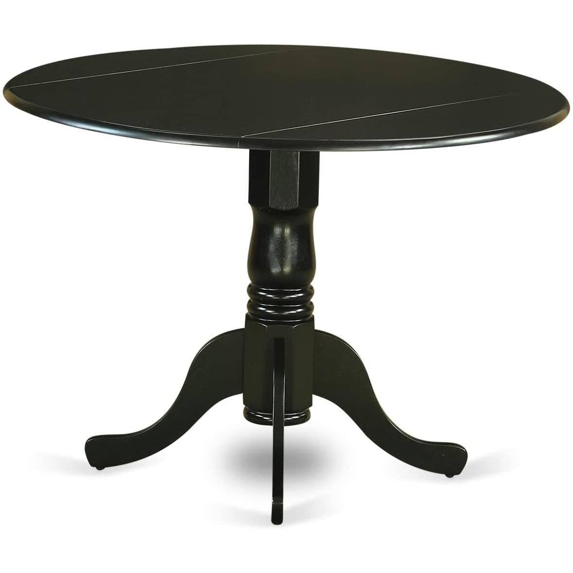 Dlav blk lc 5 Piece Drop Leaf Dining Table Set Black Faux Leather for wholesale on Faire4