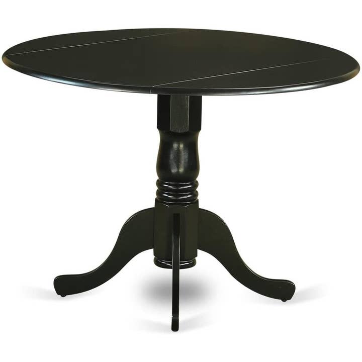 Dlav blk lc 5 Piece Drop Leaf Dining Table Set Black Faux Leather for wholesale on Faire4