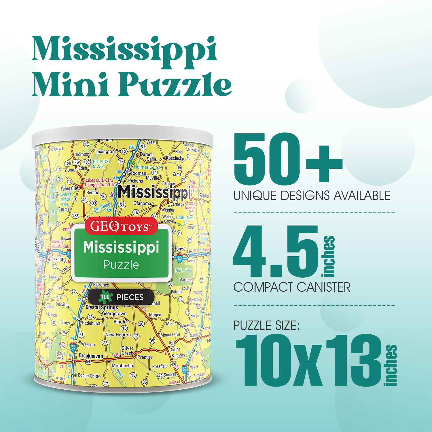 Geotoys - Wholesale Puzzle - Kids - Geotoys 100-piece Mini Puzzle - Mississippi1