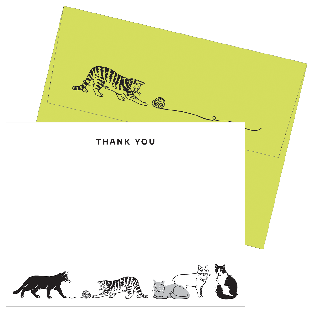Smudge Ink - Wholesale Stationery/Notecard Set - Cats At Play Note Cards with Letterpress Envelopes4