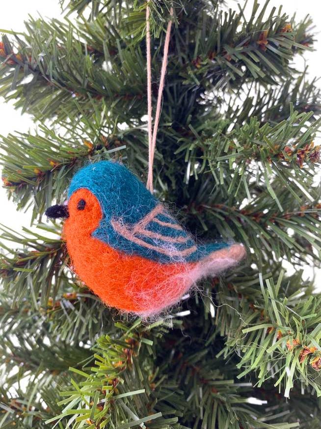 Handcrafted Felt Bird Ornament, 3 Assorted Styles for wholesale by Ganesh Himal Trading
