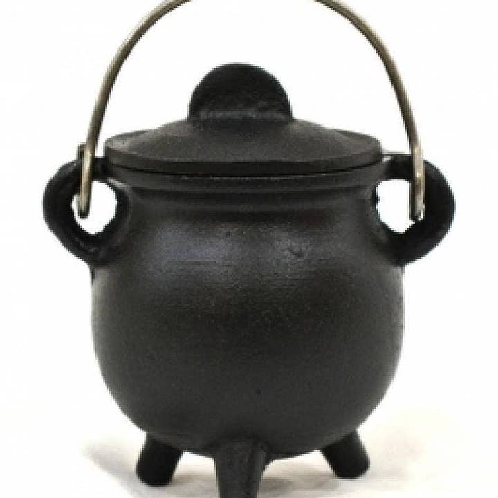 Cast Iron Cauldron With Lid 2.5"D 4.25"H for wholesale by GREENROOTS USA LLC