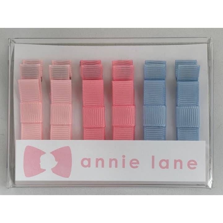 Schachtel mit 6 Haarschleifen - rosa/blaue Paare für den Großhandel von Annie Lane