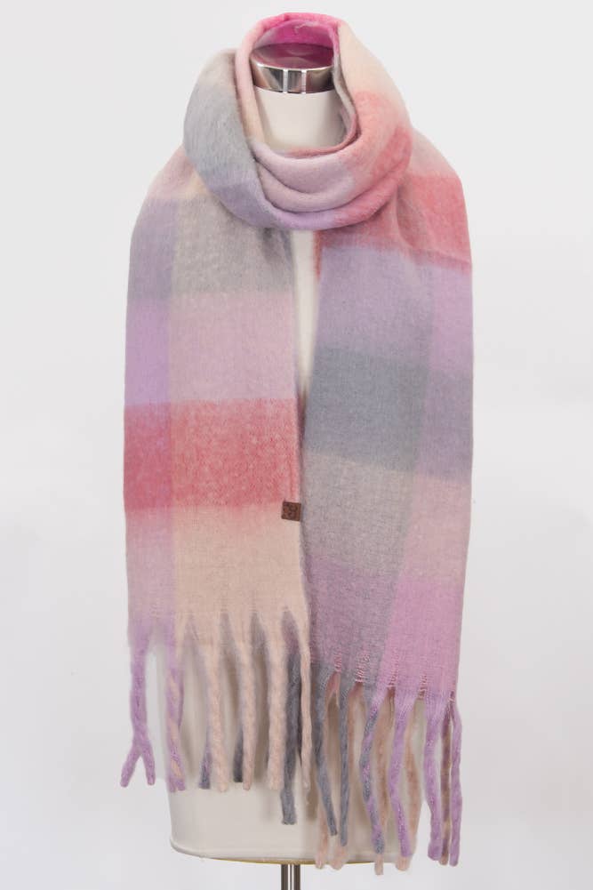Hana - Wholesale Scarf - Women's - C.C Multi Color Block Plaid Check Pattern Woven Winter Scarf10