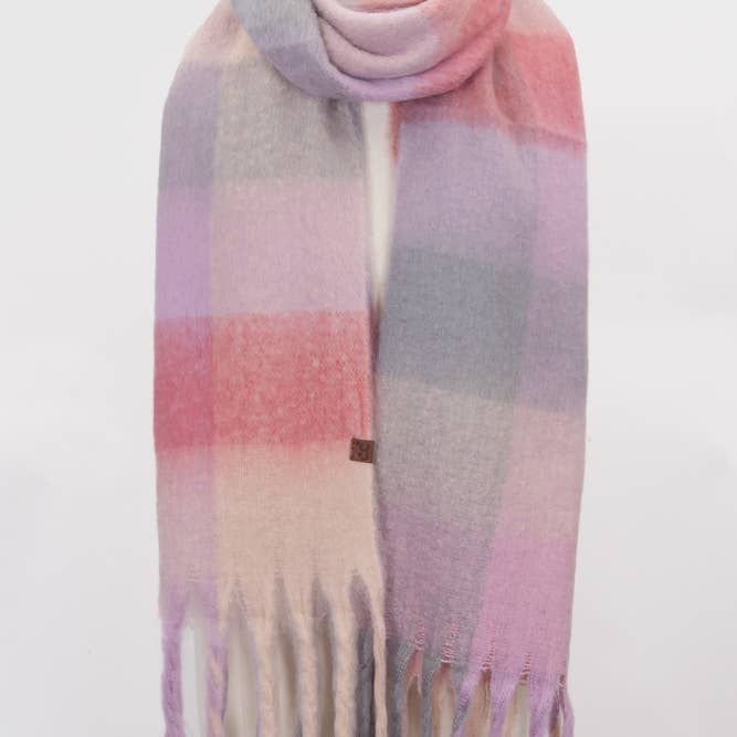 Hana - Wholesale Scarf - Women's - C.C Multi Color Block Plaid Check Pattern Woven Winter Scarf10