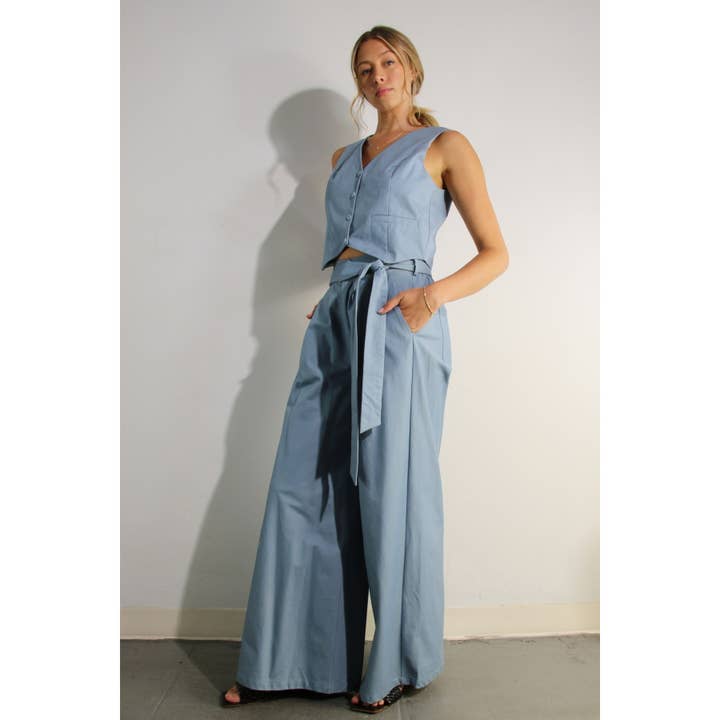 BLUE HAZE COTTON VEST AND PANTS SET for wholesale on Faire16