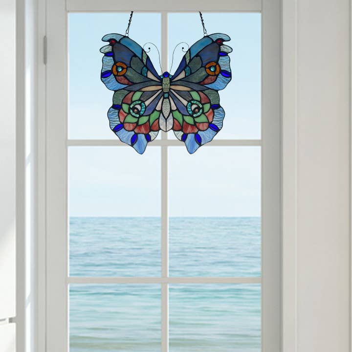 River of Goods - Wholesale Suncatcher - 12"H Grayson Purple, Blue & Red Butterfly Window Panel5