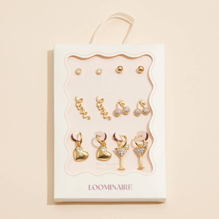 Cute Cherry Earring Set - 18K Gold Dipped for wholesale by Frem