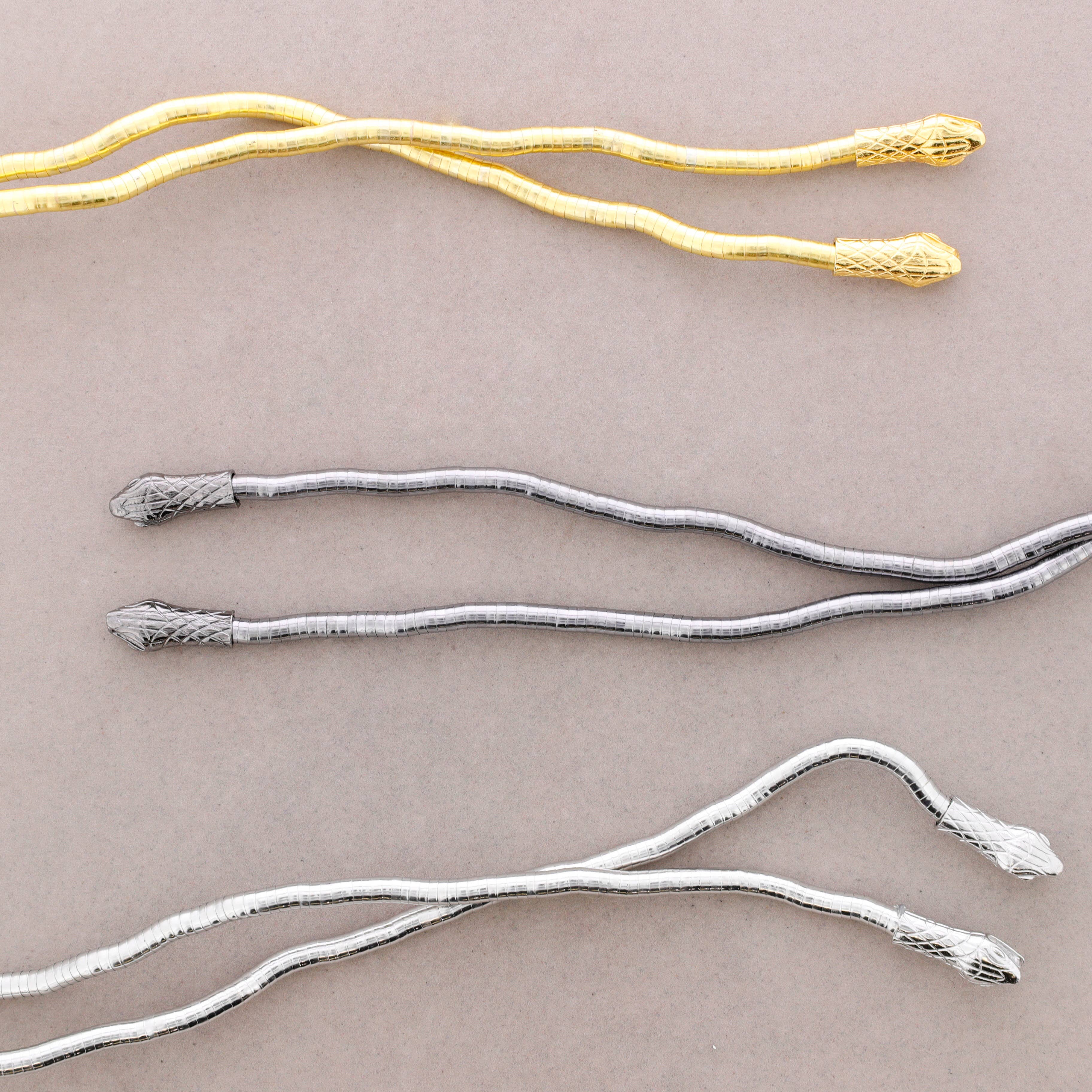 Sonata - Wholesale Snap Jewelry - Open Flexible Snake Metal Necklace3