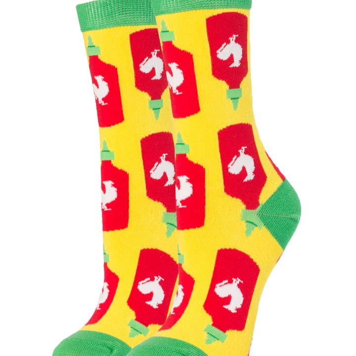 Holy Sriracha! | Women's Funny Cotton Crew Socks for wholesale by Oooh Yeah/Sock It Up/Oooh Geez Slippers