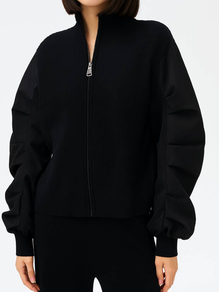 PUFFY SLEEVES ZIP UP BOMBER JACKET for wholesale by Lucy Sparks