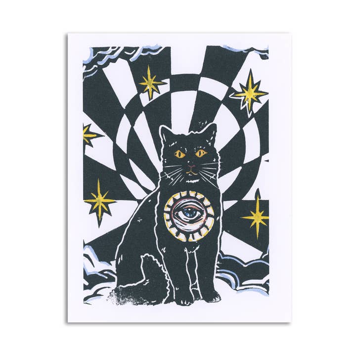 Carte artistique Mystic Kitty de Sapphorica Creations pour la vente par Sapphorica Creations