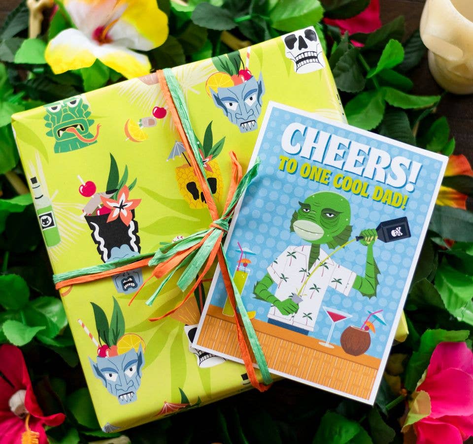 Spooky Cat Press - Wholesale Flat Wrap - Tiki Cocktails Gift Wrap (1 Sheet)1