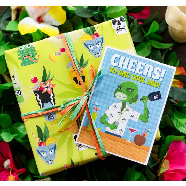 Spooky Cat Press - Wholesale Flat Wrap - Tiki Cocktails Gift Wrap (1 Sheet)1