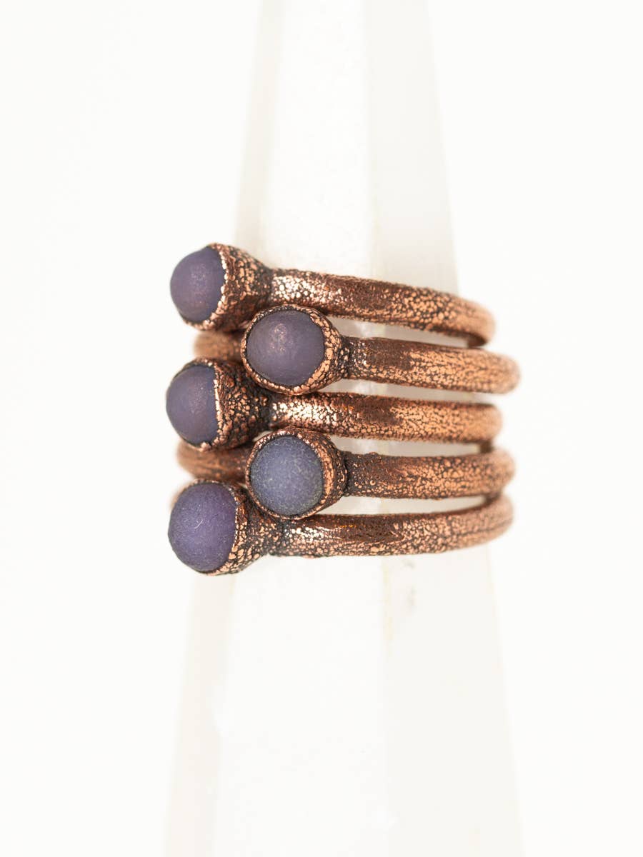 The Cyprus Cabinet - Wholesale Single Stone/Solitaire Ring - Grape Agate Crystal Stacking Ring | Recycled Copper1