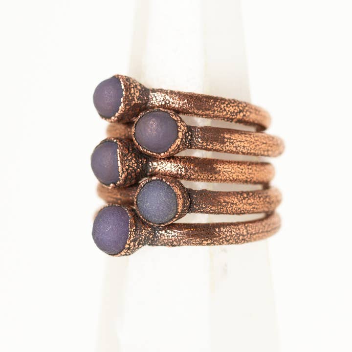 The Cyprus Cabinet - Wholesale Single Stone/Solitaire Ring - Grape Agate Crystal Stacking Ring | Recycled Copper1