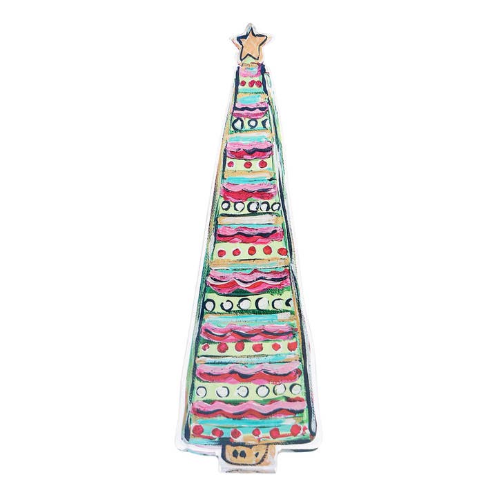 Red Wavy Stripe Christmas Tree Acrylic Stand - Holiday Decor for wholesale by Glory Haus