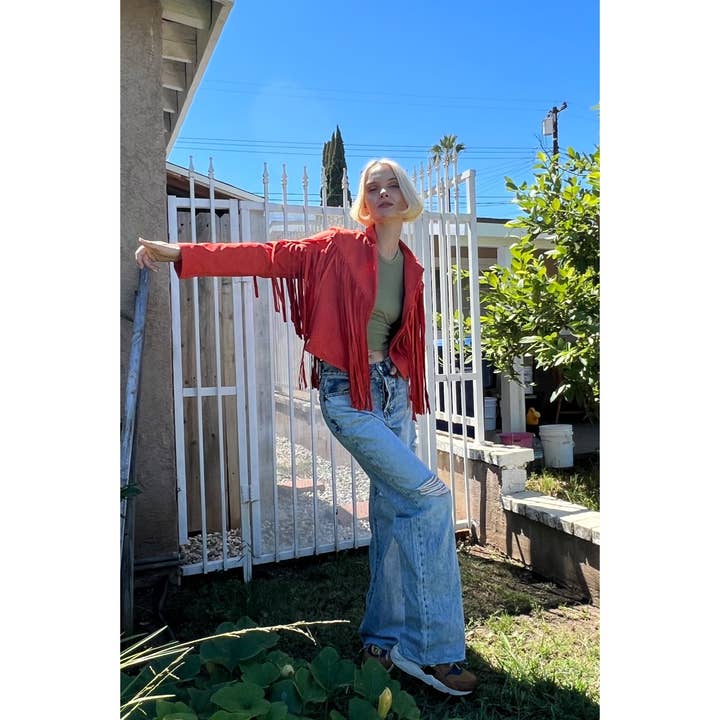 Mapcie - Wholesale Jacket - Women's - SUEDE JACEKT WITH FRINGE DETAIL2