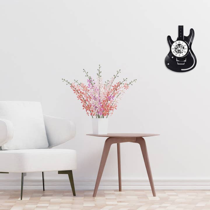 L'atelier d'Ombeline - Wholesale Wall Clock - Guitar themed 33 rpm vinyl record clock5