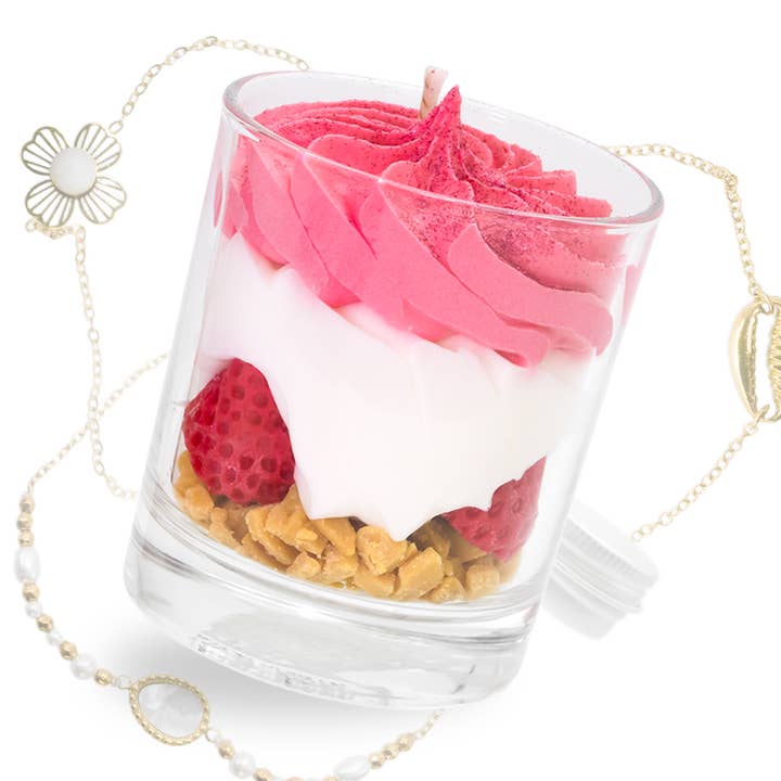 Håndlavet jordbær-trinket-lys for engroshandel hos Les Fées Mères