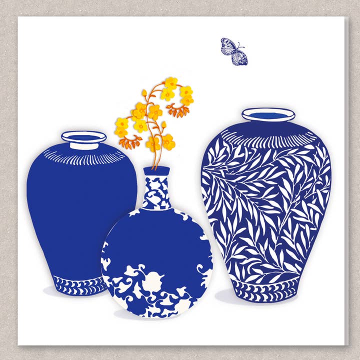 Wenskaart, 'Chinoiserie vazen en bloementak' voor wholesale door littl'pix