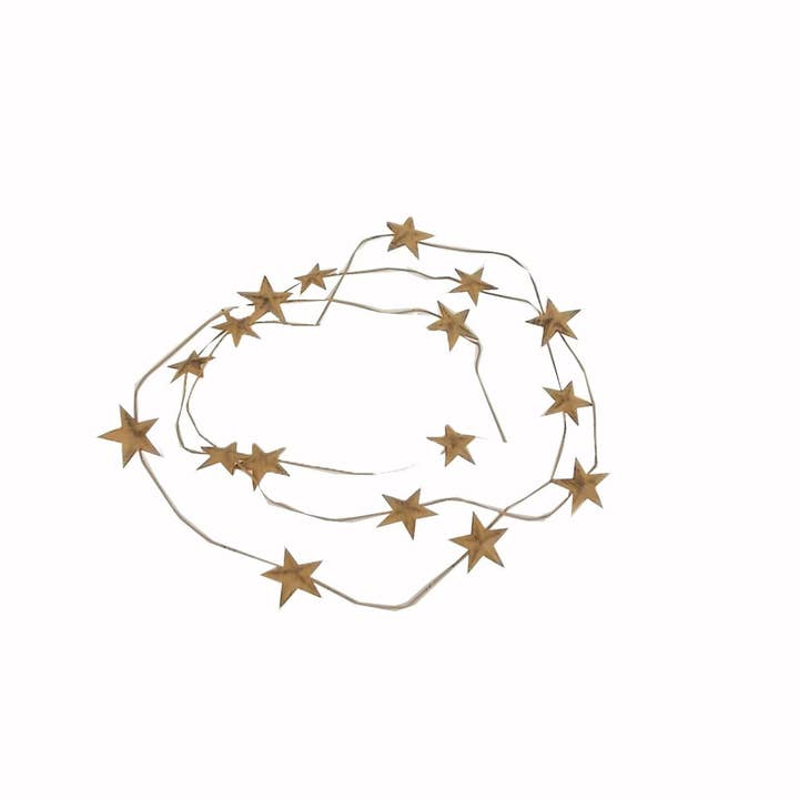 Tin Star Garland with 1" Stars, Mustard-Yellow - 6 FT for wholesale by Birch Maison