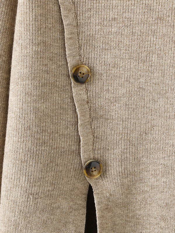 ShieldChic - Vendita all'ingrosso Completo top e pantaloni (NON loungewear) - Donna - Set Due Pezzi: Maglione a Collo Alto con Spacco Anteriore e Bottoni Sciolti in Colore Solido & Pantaloni a Gamba Larga Urbani8