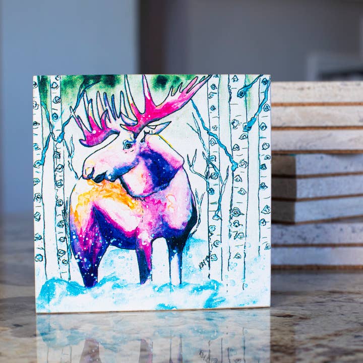 Moose Lips Coaster for wholesale by Art For The Young At Heart