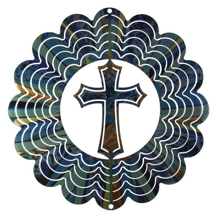 Kaleidoscope Cross Blue Wind Spinner for wholesale by Next Innovations