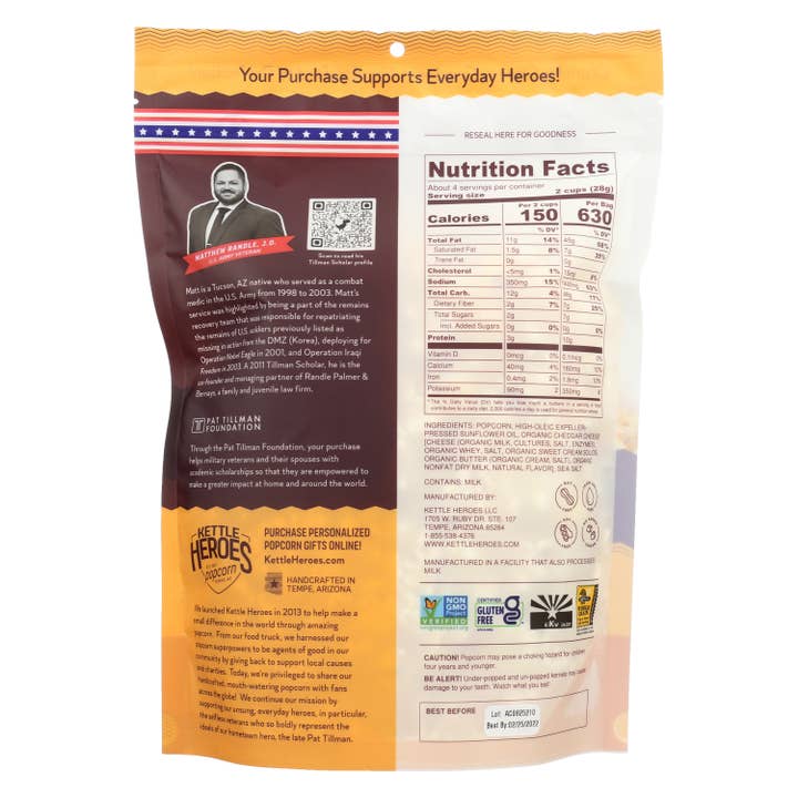 Kettle Heroes Artisan Popcorn - Wholesale Popcorn - Aged White Cheddar Popcorn