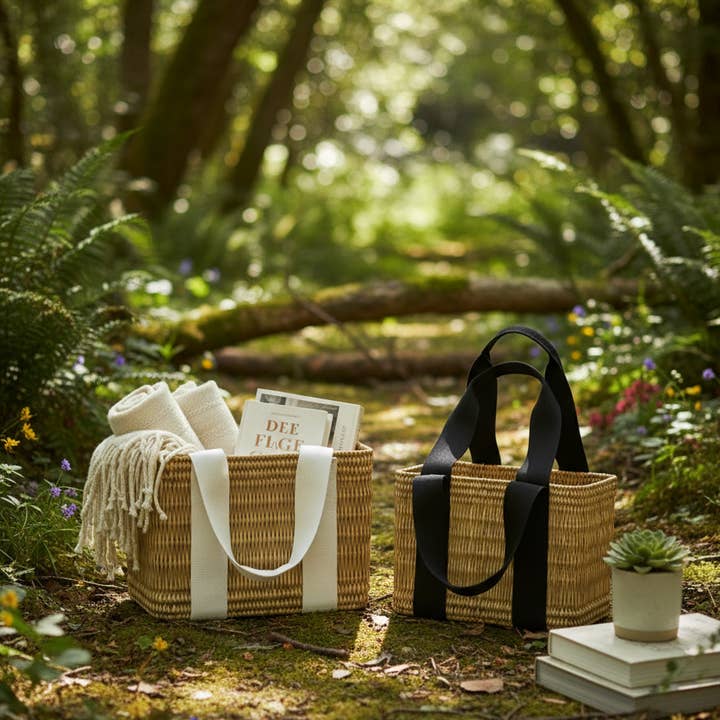 High crafty - Wholesale Beach Bag - Rattan Basket Bag – Handmade Natural Rattan Tote with Black 2