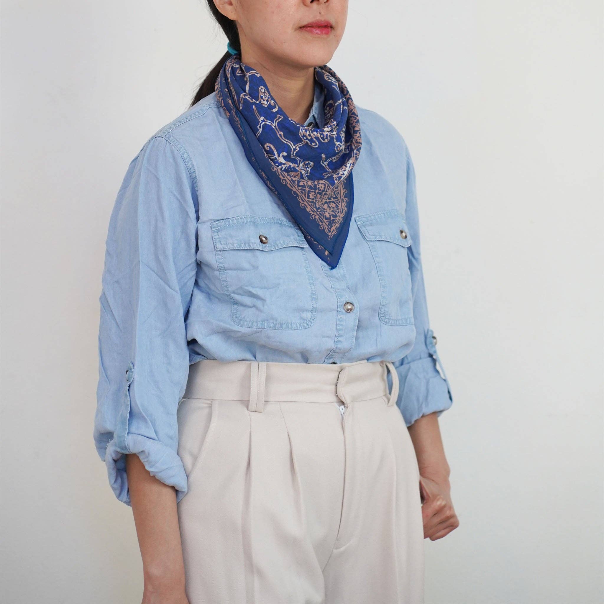 Kasih Co-op - Wholesale Bandana - Unisex - Batik Bandana Blue Butterfly, 100% Cotton, Hand Dyed Hair Cover Scarf9