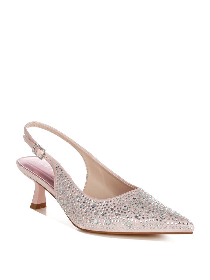 Rag Company - Wholesale Low Heels - Women's - Vernaos Pointed Toe Rhinestone Slingbacks